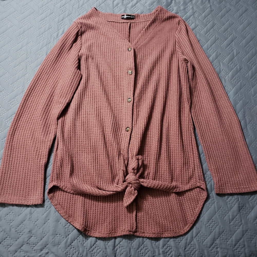Women's Tie Front Button down Sweater XL
